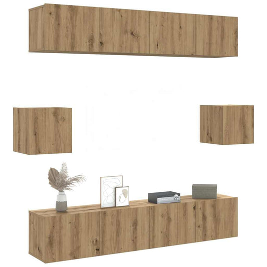 6 Piece TV Cabinet Set Engineered Wood Width 80 cm Artisan oak