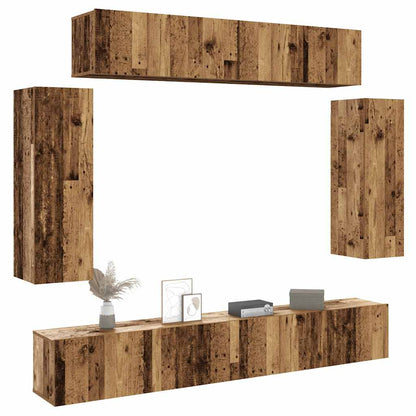 6 Piece TV Cabinet Set Engineered Wood Height 90 cm Old wood