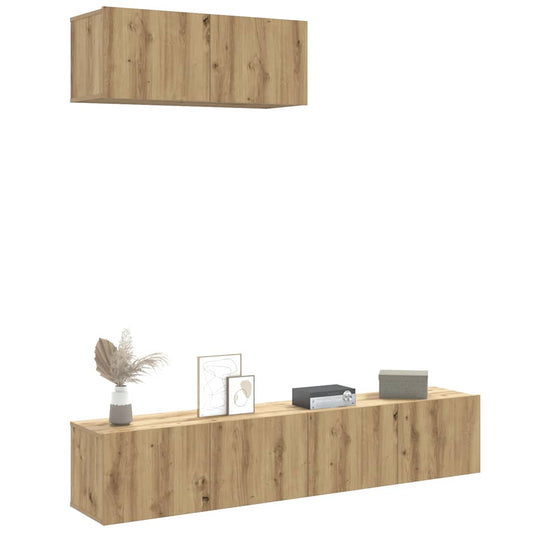 3 Piece TV Cabinet Set Engineered Wood Width 80 cm Artisan oak
