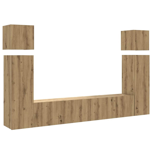 8 Piece TV Cabinet Set Engineered Wood Width 80 cm Artisan oak