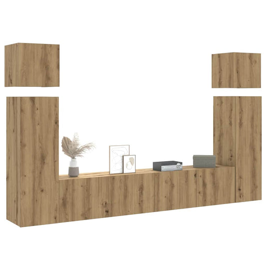 8 Piece TV Cabinet Set Engineered Wood Width 80 cm Artisan oak