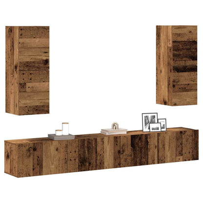 4 Piece TV Cabinet Set Engineered Wood Width 100 cm Old wood