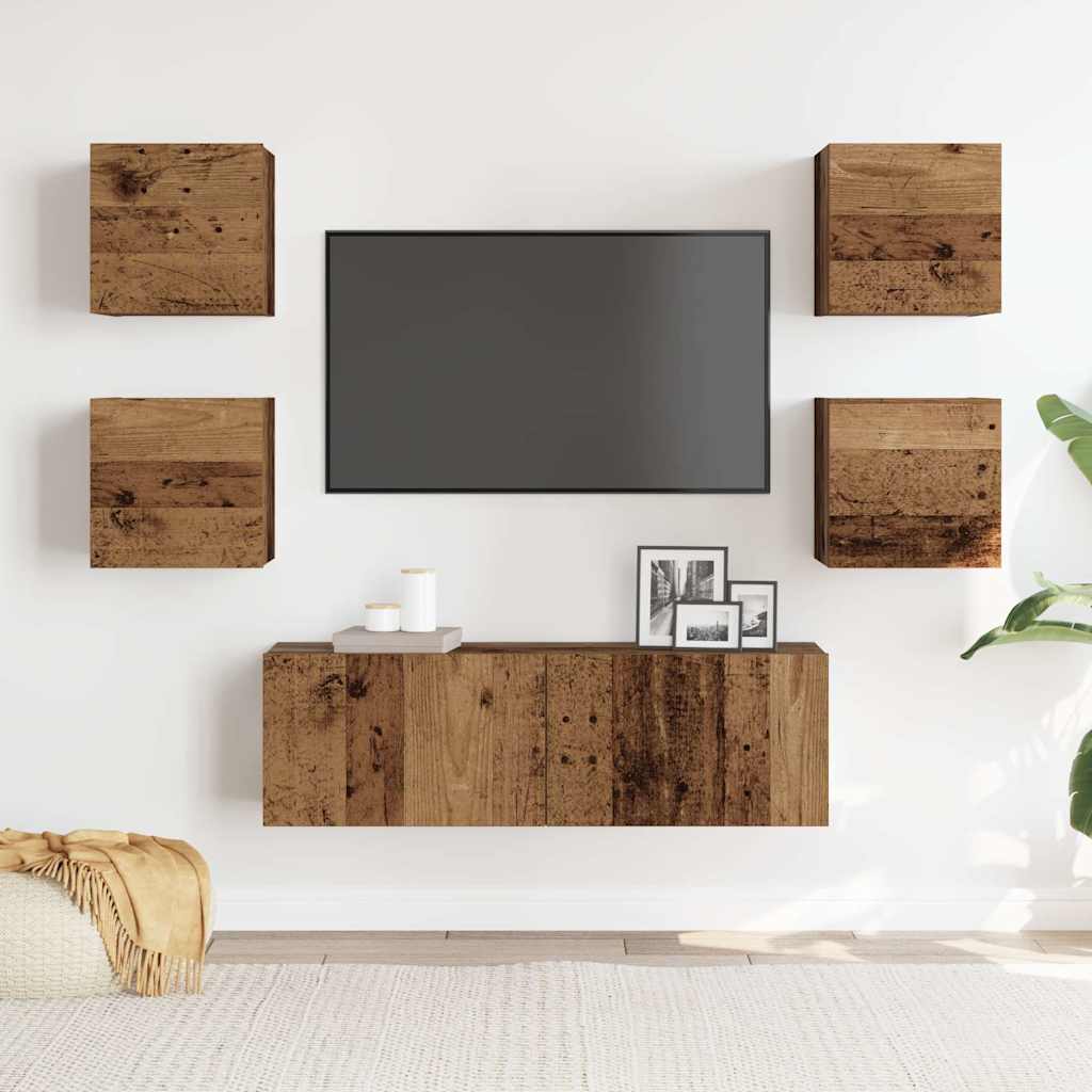 TV Cabinet Set Engineered Wood 5 pcs Old wood