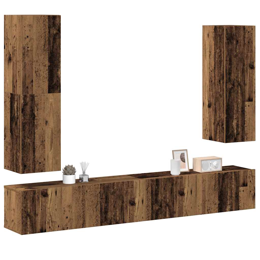 4 Piece TV Cabinet Set Engineered Wood Width 100 cm Old wood