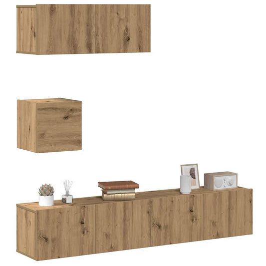 4 Piece TV Cabinet Set Engineered Wood Width 80 cm Artisan oak