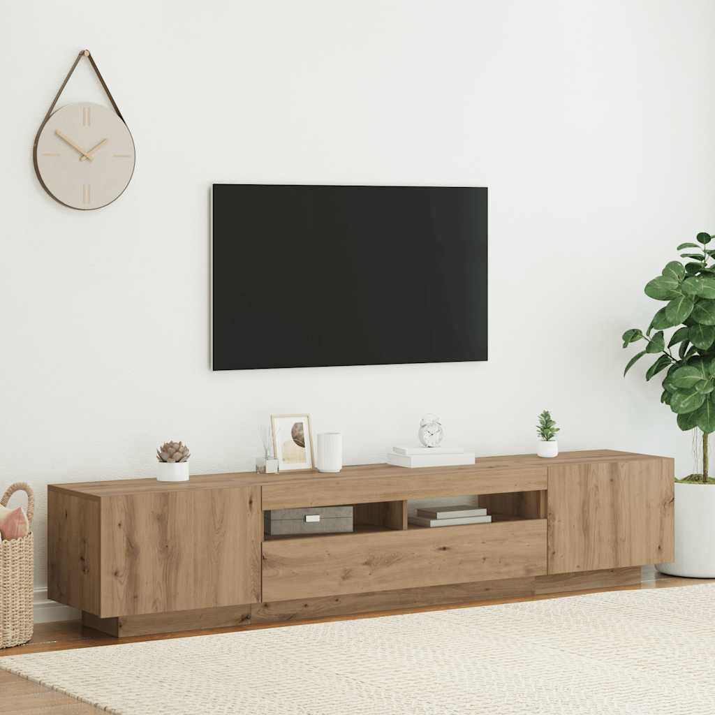 TV Cabinet with LED Lights 200x35x40 cm Artisan oak