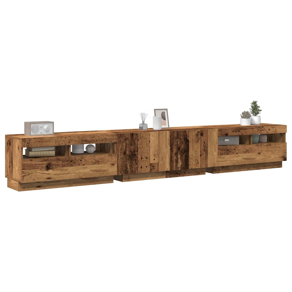 TV Cabinet with LED Lights 260x35x40 cm Old wood
