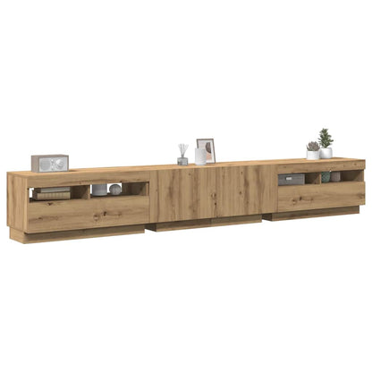 TV Cabinet with LED Lights 260x35x40 cm Artisan oak