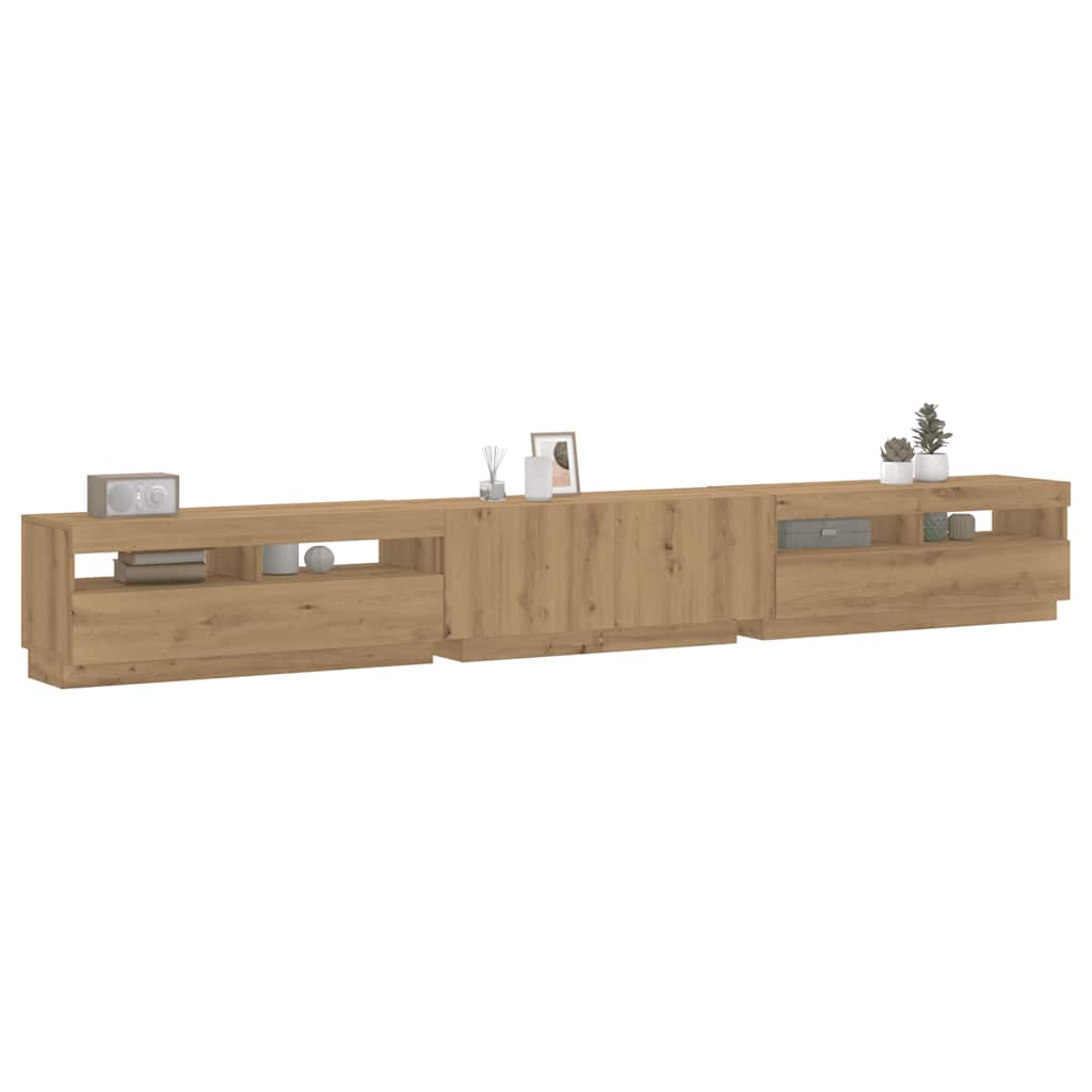 TV Cabinet with LED Lights 300x35x40 cm Artisan oak