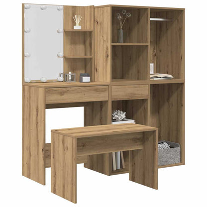 Dressing Table Set with LED Engineered Wood Artisan oak
