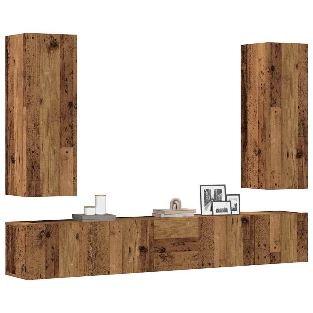 TV Cabinet Set Engineered Wood Old wood 80 cm 5