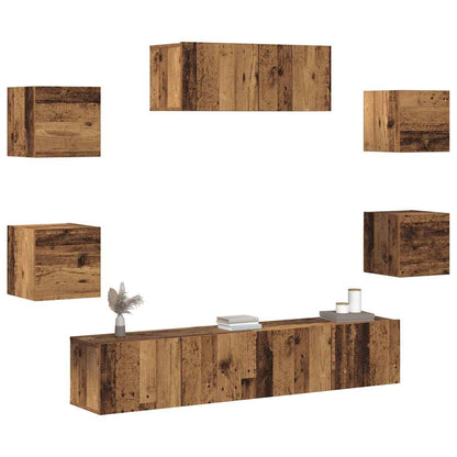 7 Piece TV Cabinet Set Engineered Wood Width 80 cm Old wood