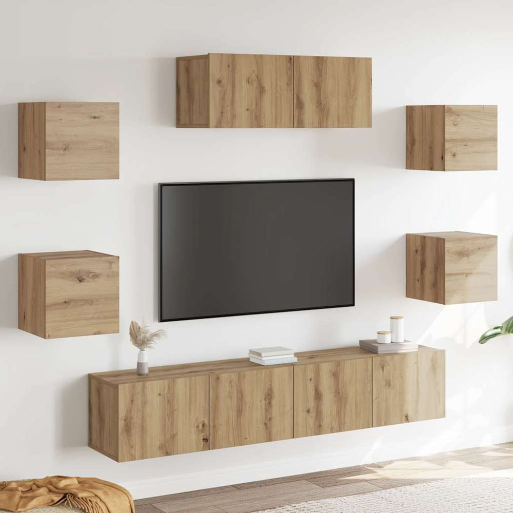 vidaXL 7 Piece TV Cabinet Set Engineered Wood Width 80 cm