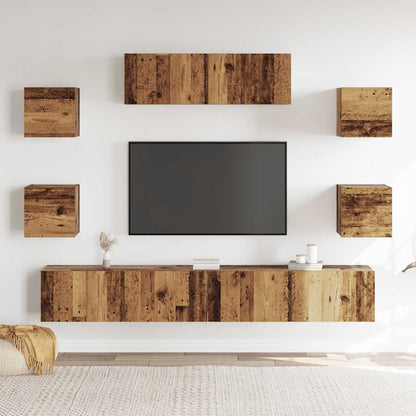 7 Piece TV Cabinet Set Engineered Wood Width 100 cm Old wood