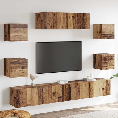 7 Piece TV Cabinet Set Engineered Wood Width 100 cm Old wood