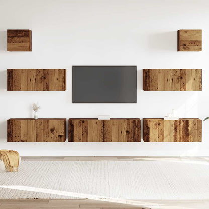 7 Piece TV Cabinet Set Engineered Wood Old wood