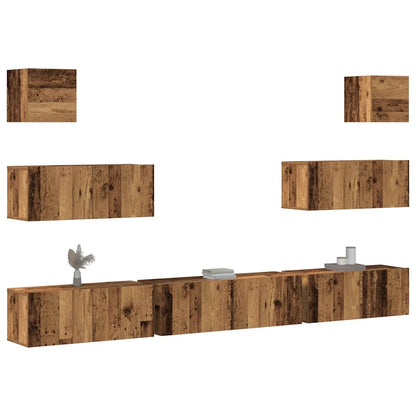 7 Piece TV Cabinet Set Engineered Wood Old wood