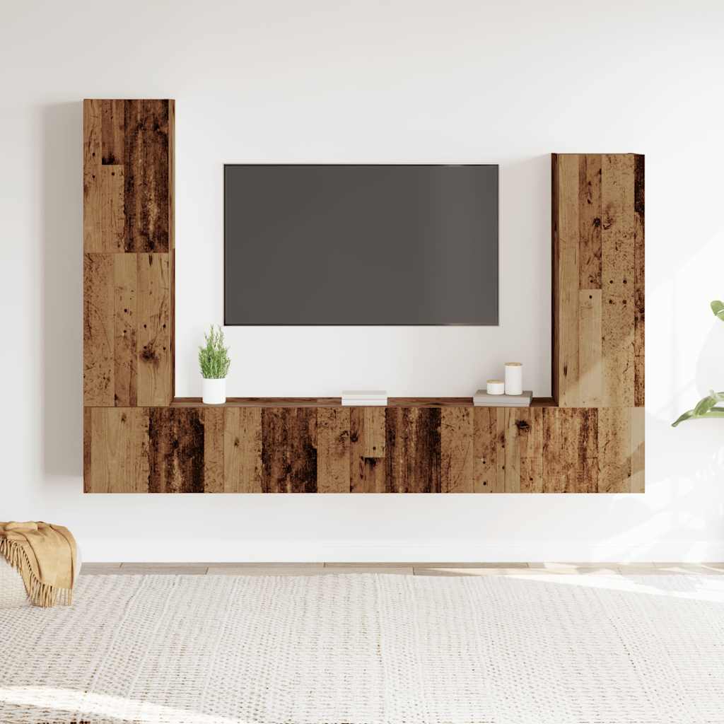 4 Piece TV Cabinet Set Engineered Wood Old wood 100 cm