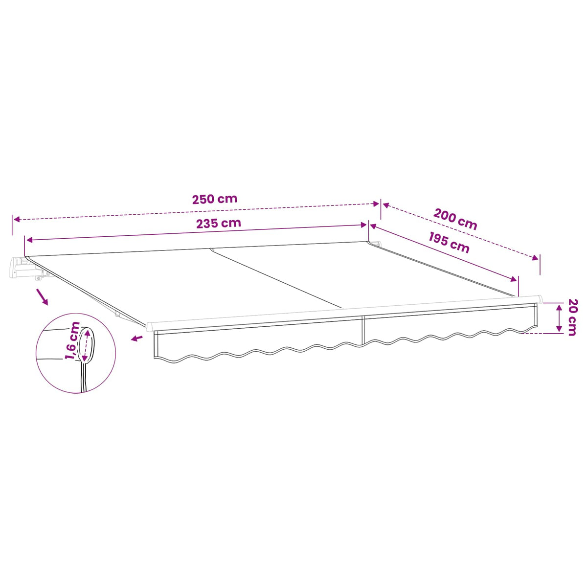 Awning Canopy Replacement for 2.5x2 m Polyester Orange and black