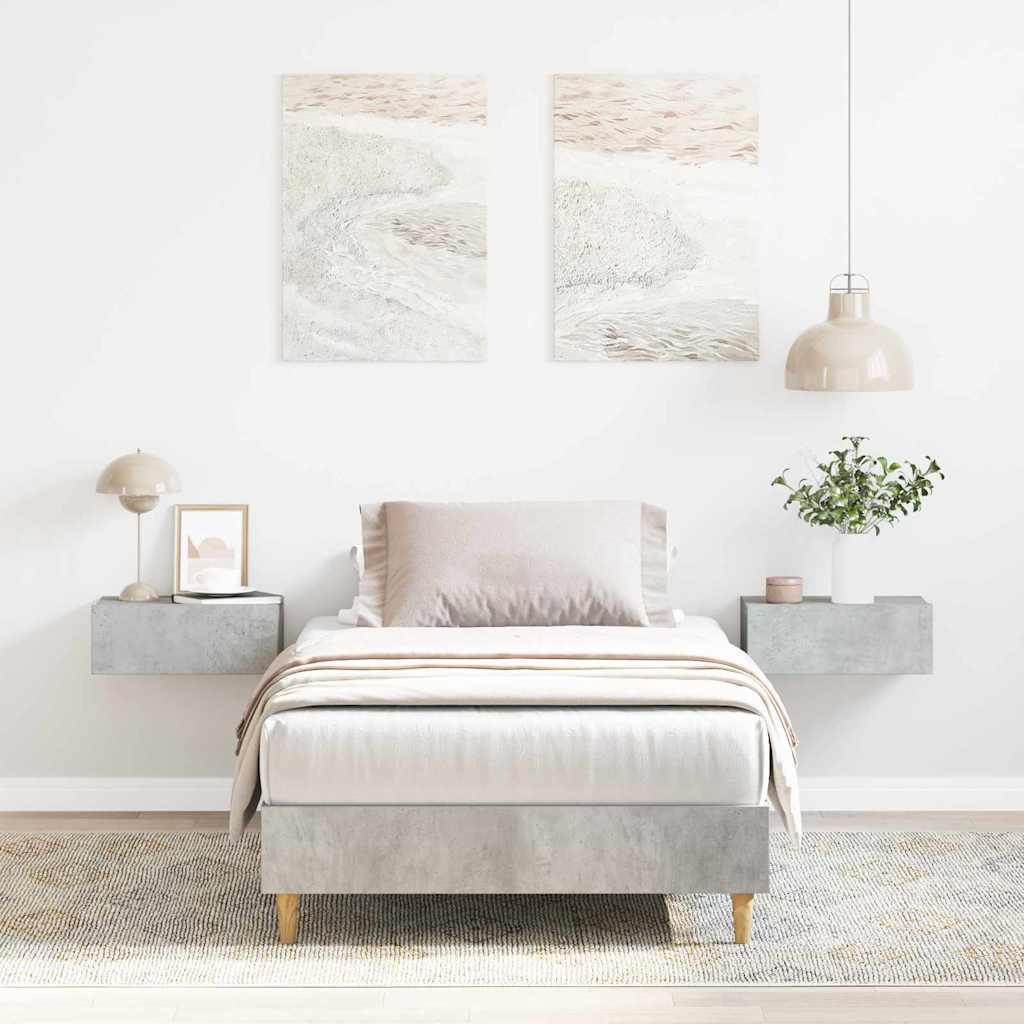 Bed Frame No Mattress Engineered Wood Concrete Grey 90 x 200 cm