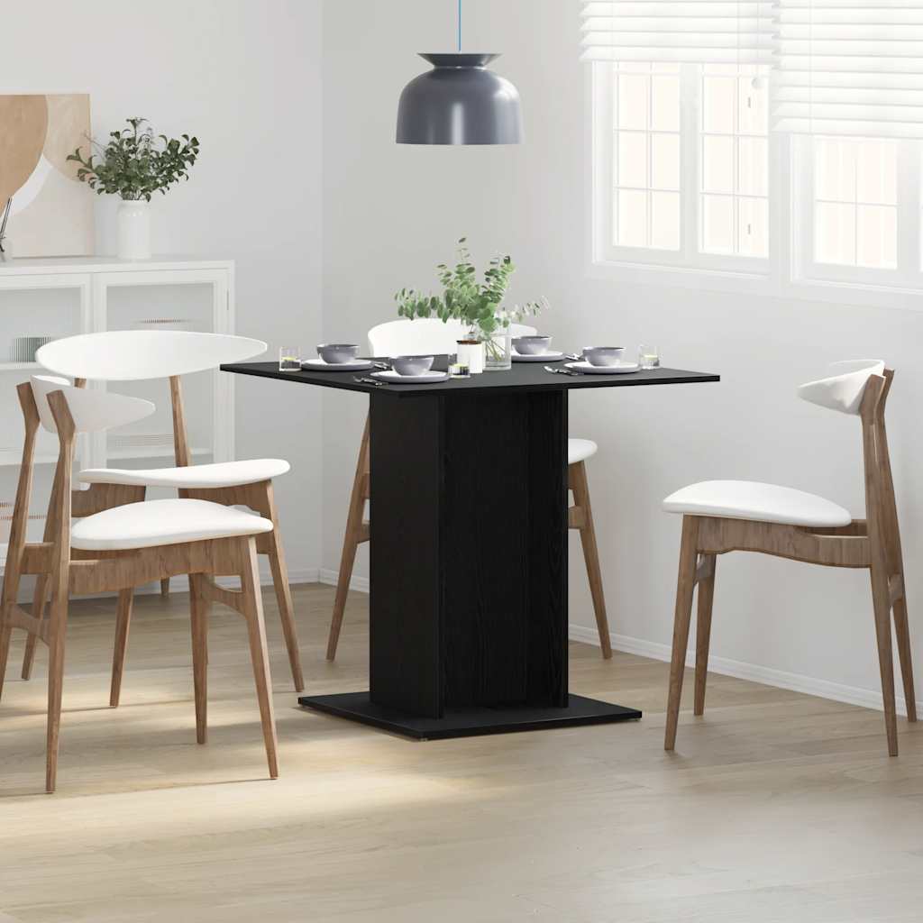 Dining Table 80x80x75 cm Engineered Wood Black oak