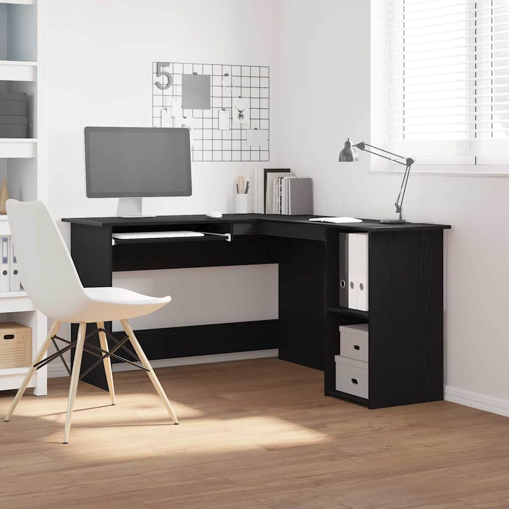 L-Shaped Corner Desk 120x140x75 cm Engineered Wood Black oak