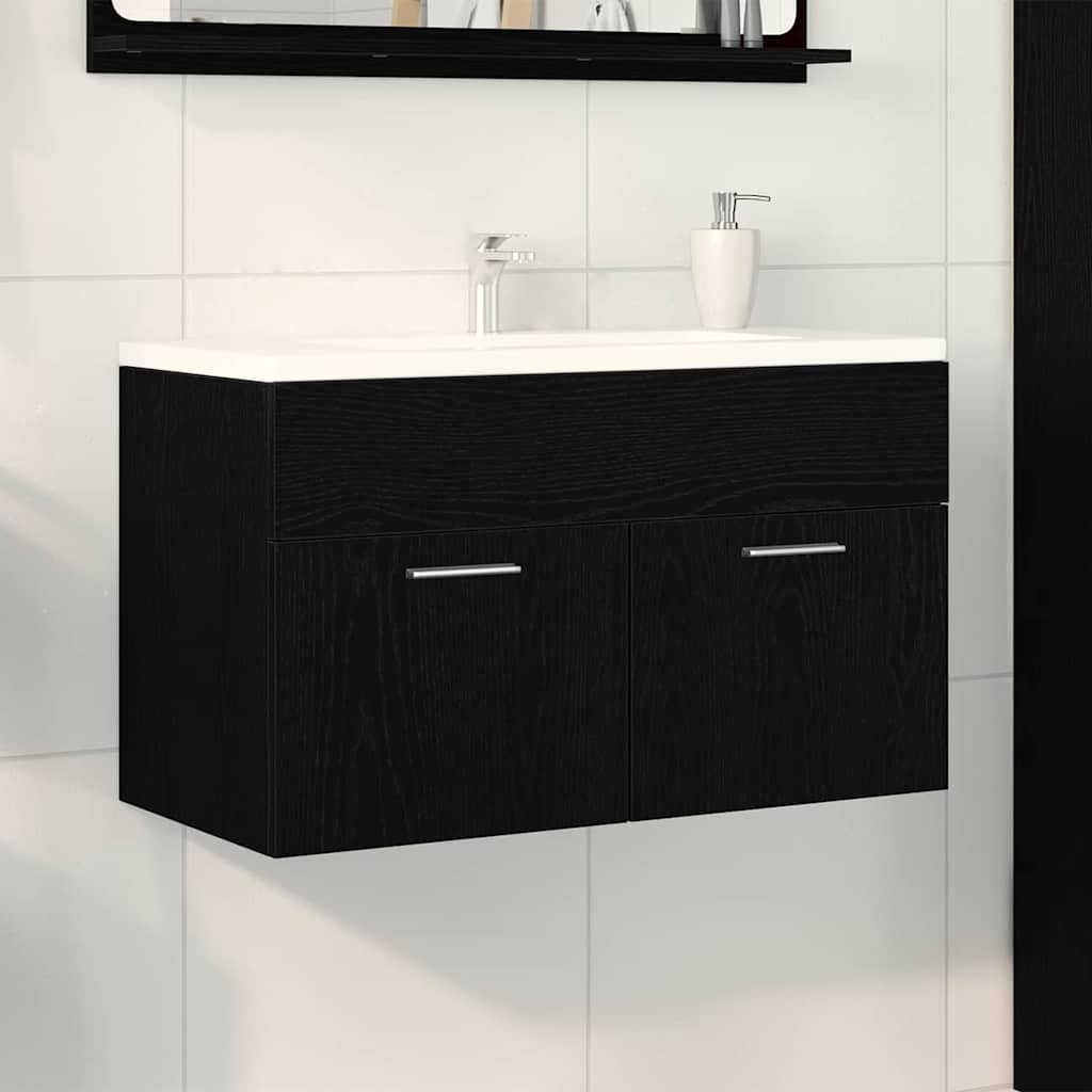 Sink Cabinet 90x38.5x46 cm Engineered Wood Black oak