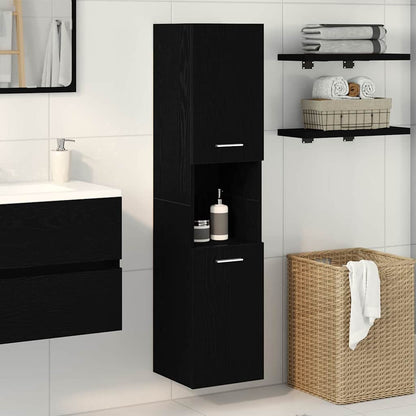 Bathroom Cabinet 30x30x130 cm Engineered Wood Black oak