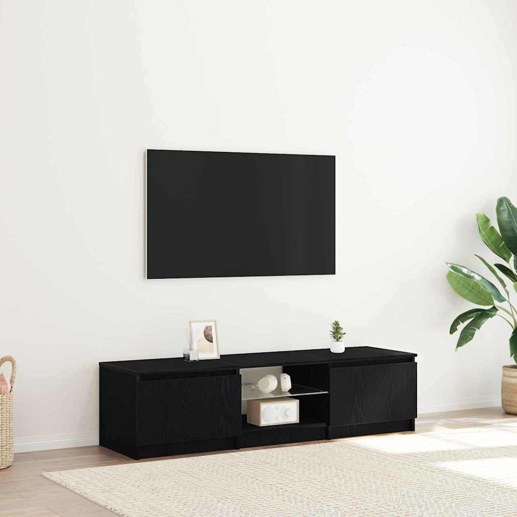 TV Cabinet with LED Lights Black oak 140 cm 40 cm