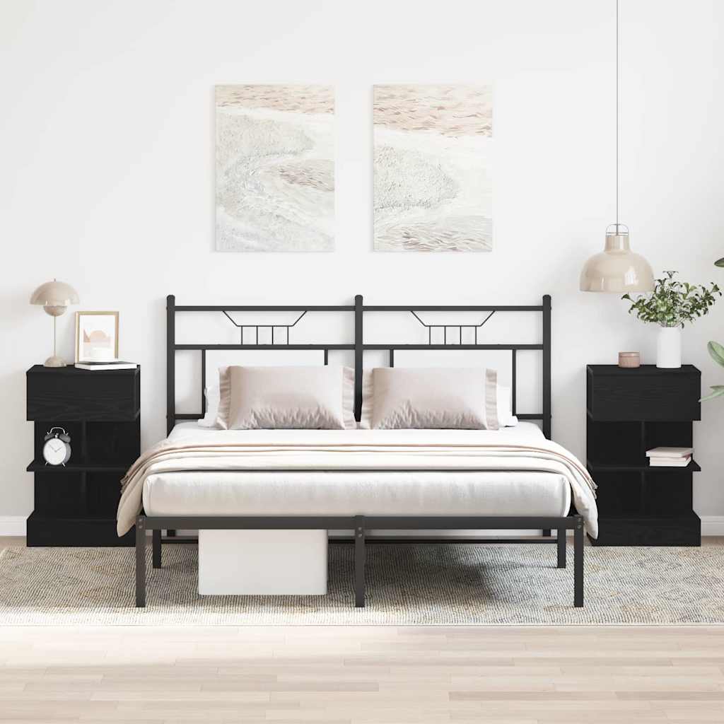 Bedside Cabinet 40x35x65 cm Engineered Wood Black oak 2