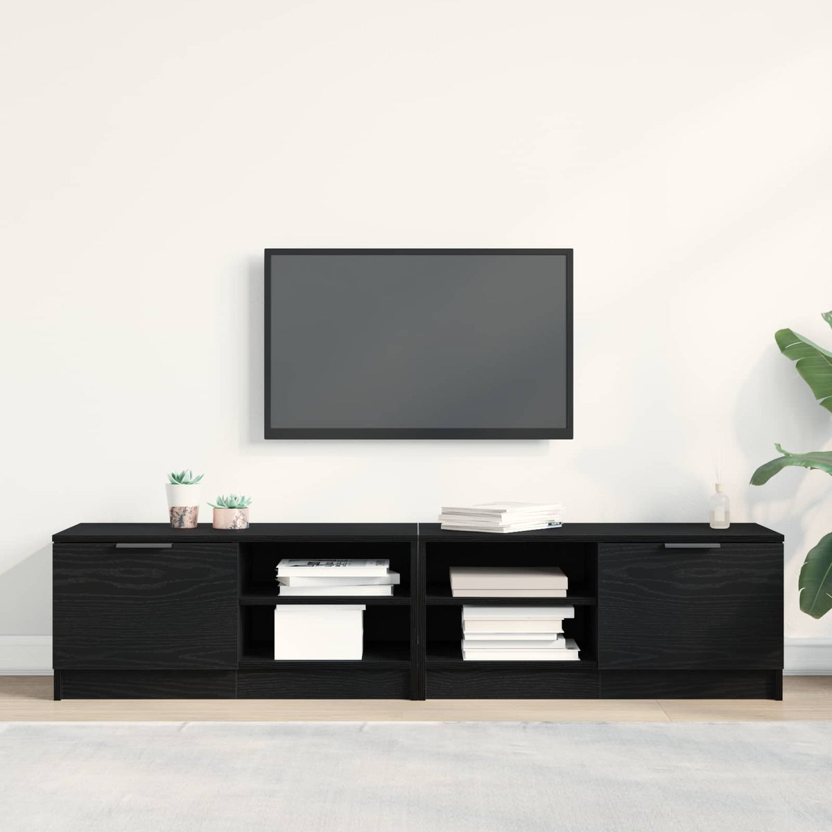 TV Cabinet Set 80x35x36.5 cm Engineered Wood 2 pcs Black oak