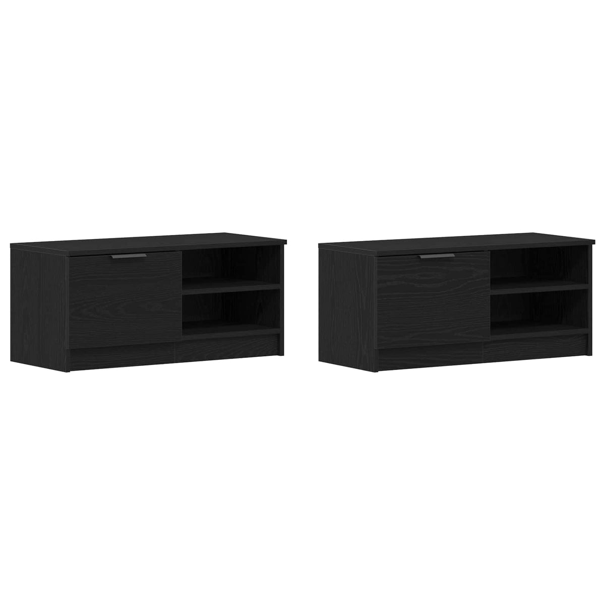 TV Cabinet Set 80x35x36.5 cm Engineered Wood 2 pcs Black oak