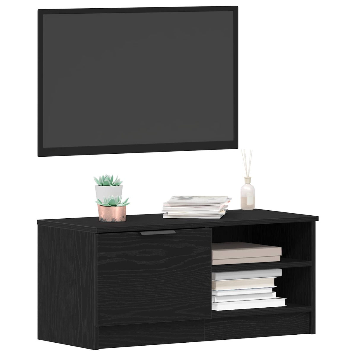 TV Cabinet Set 80x35x36.5 cm Engineered Wood 2 pcs Black oak