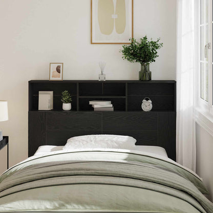 Headboard Cabinet 140x19x103.5 cm Black oak