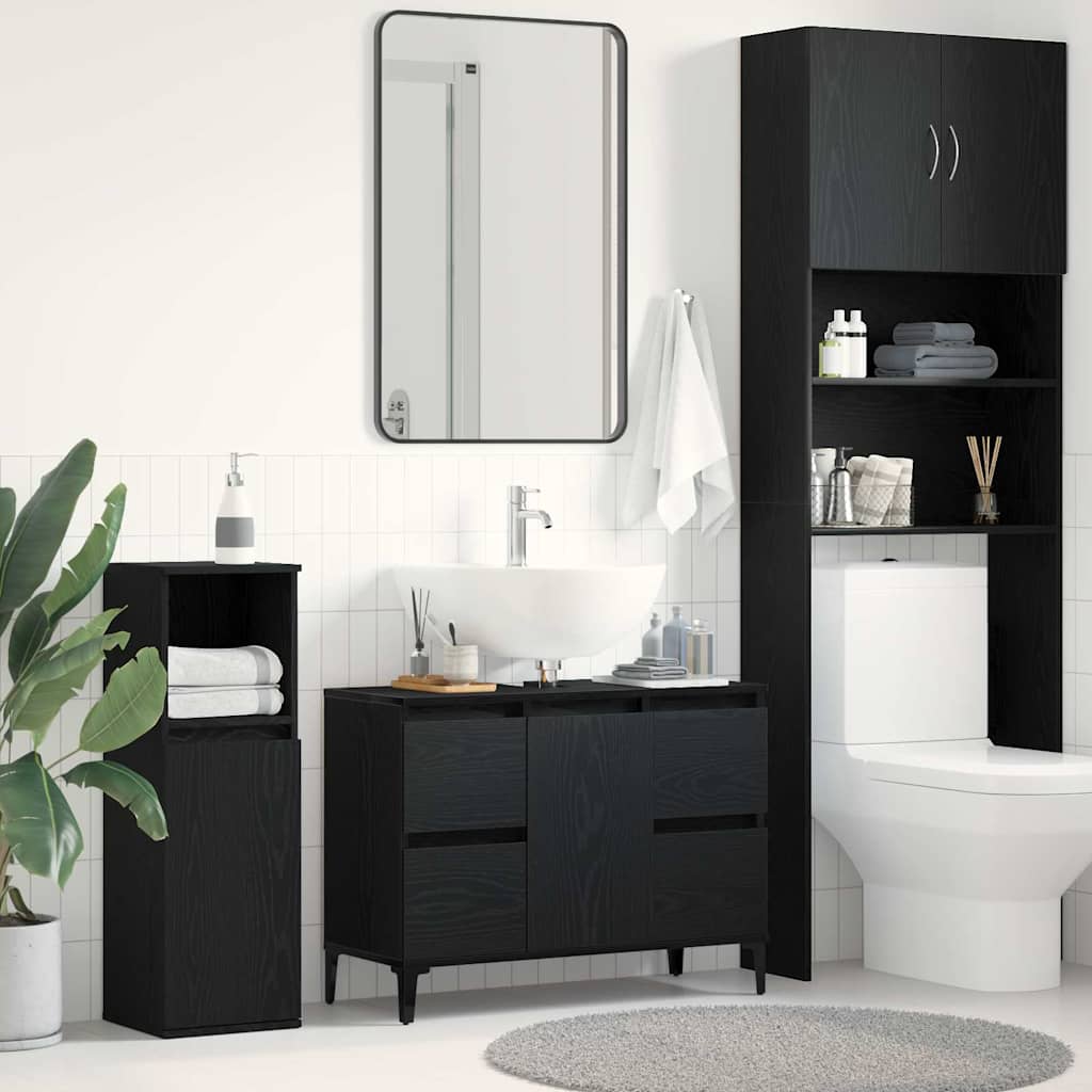 Sink Cabinet 80x33x60 cm Engineered Wood Black oak