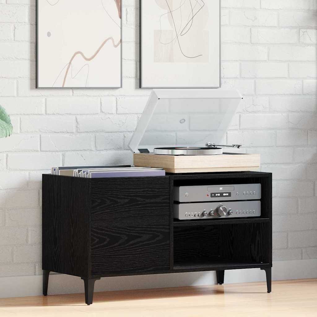 Record Cabinet 84,5x38x48 cm Engineered Wood Black oak