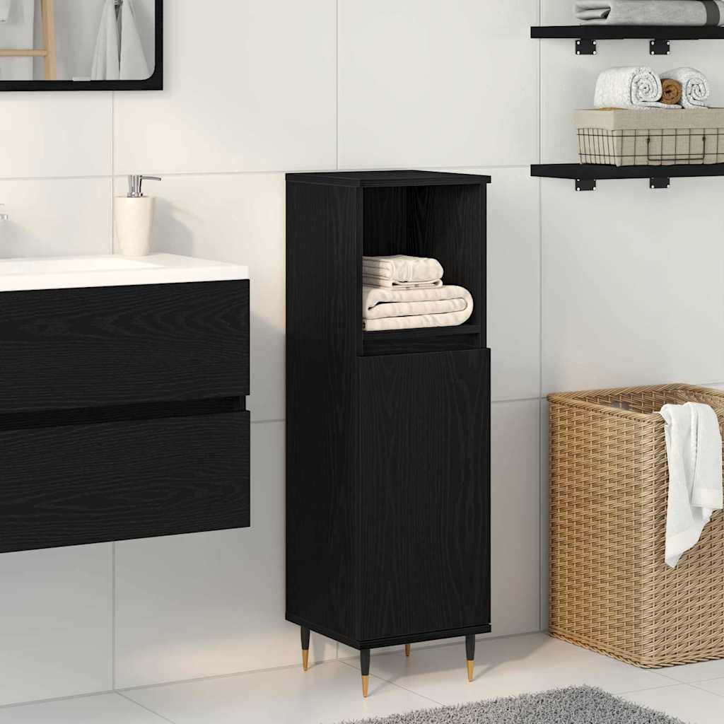 Bathroom Cabinet 30x30x100 cm Engineered Wood Black oak