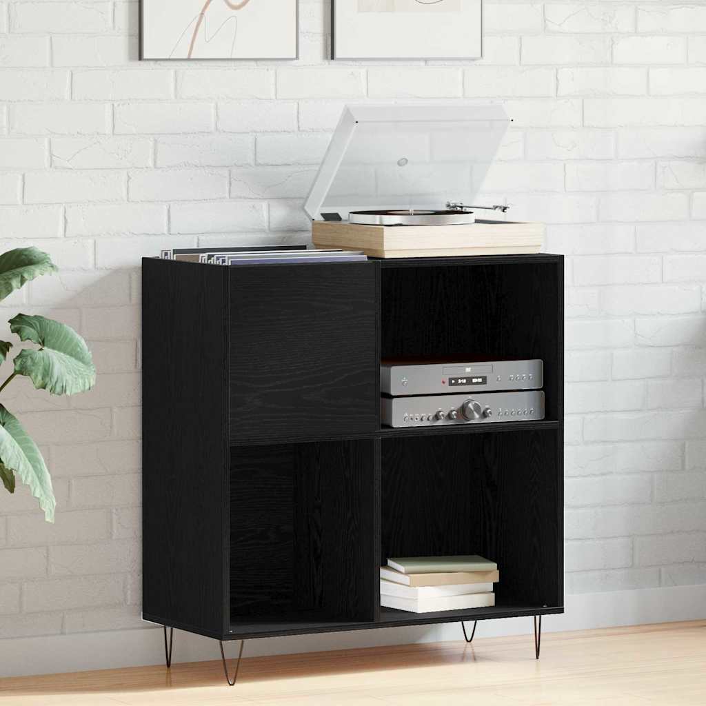 Record Cabinet 84,5x38x89 cm Engineered Wood Black oak