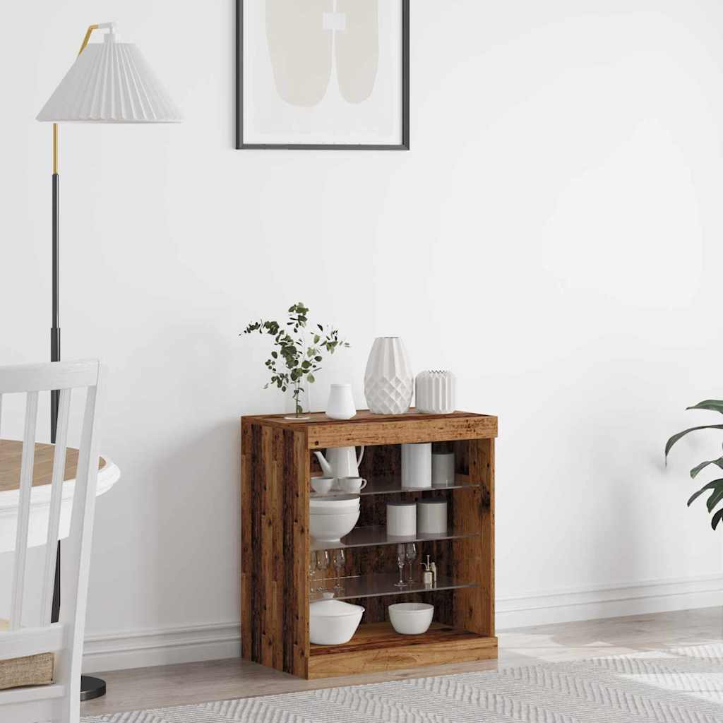 Sideboard with LED Lights 60,5x37x67 cm Old wood