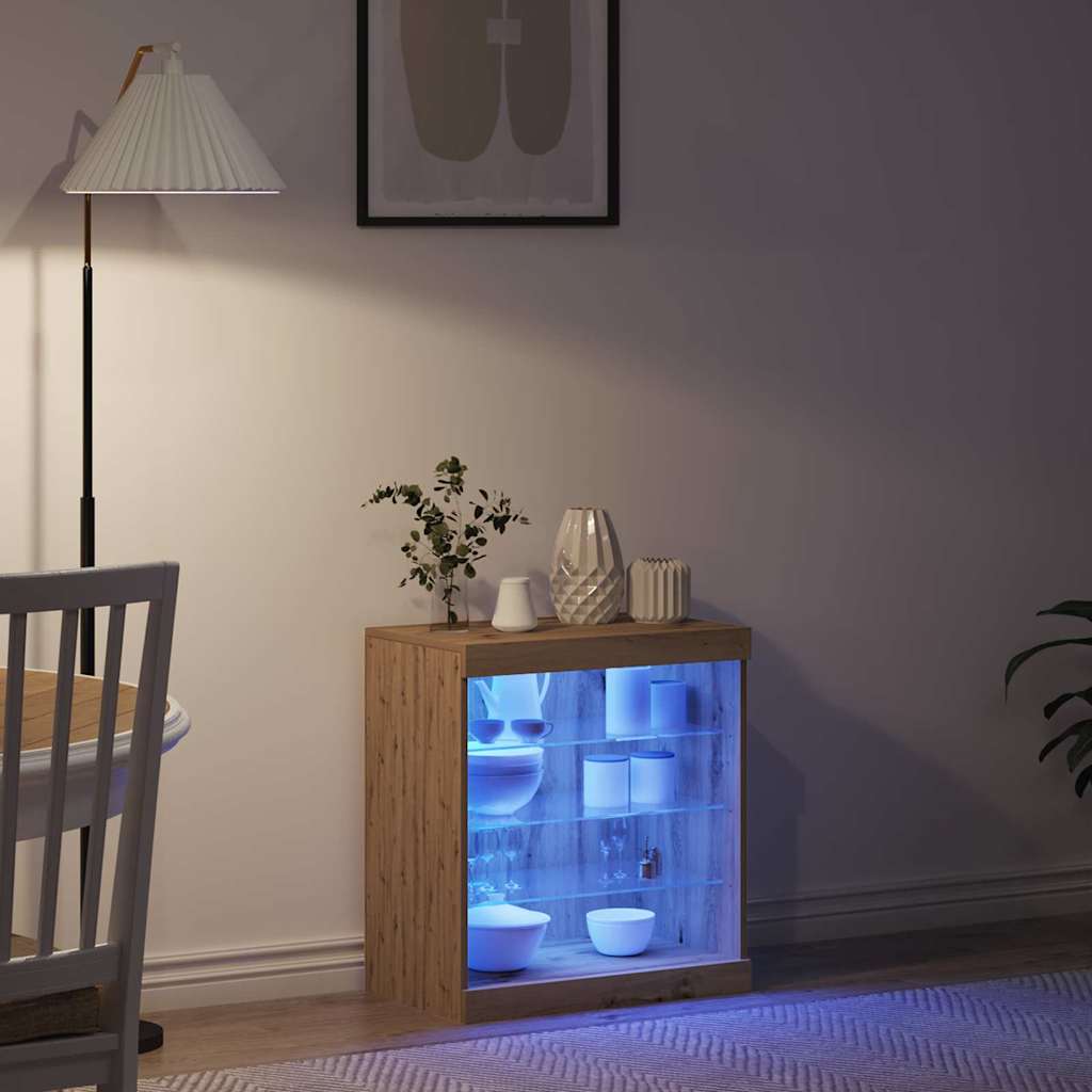 Sideboard with LED Lights 60,5x37x67 cm Artisan oak