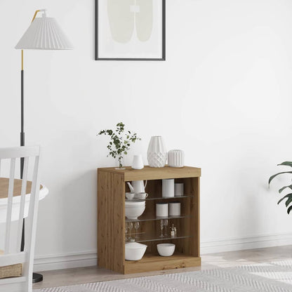 Sideboard with LED Lights 60,5x37x67 cm Artisan oak