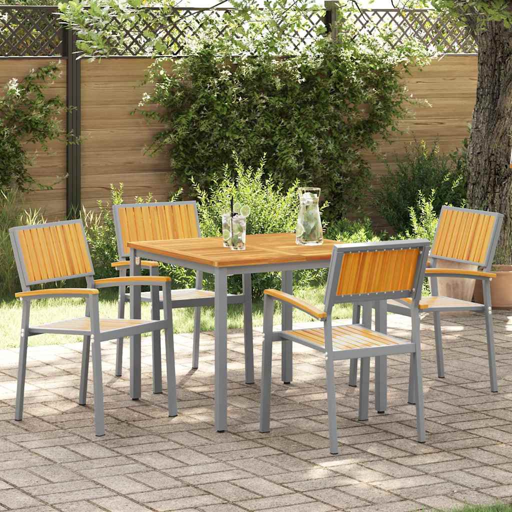 vidaXL Stacking Chair Brown Solid Acacia Wood Stackable
