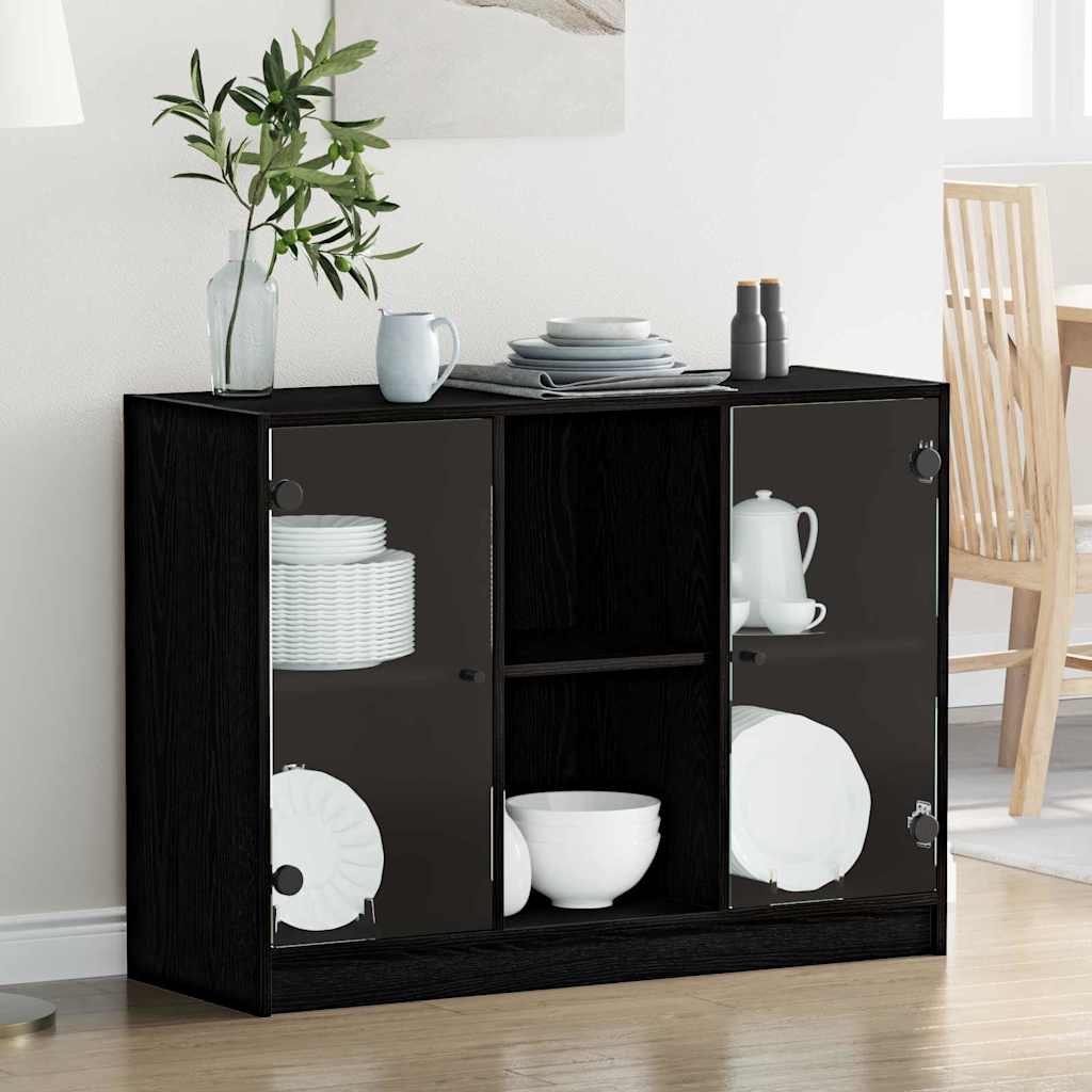 Sideboard 102x37x75,5 cm Engineered Wood Black oak 102 cm
