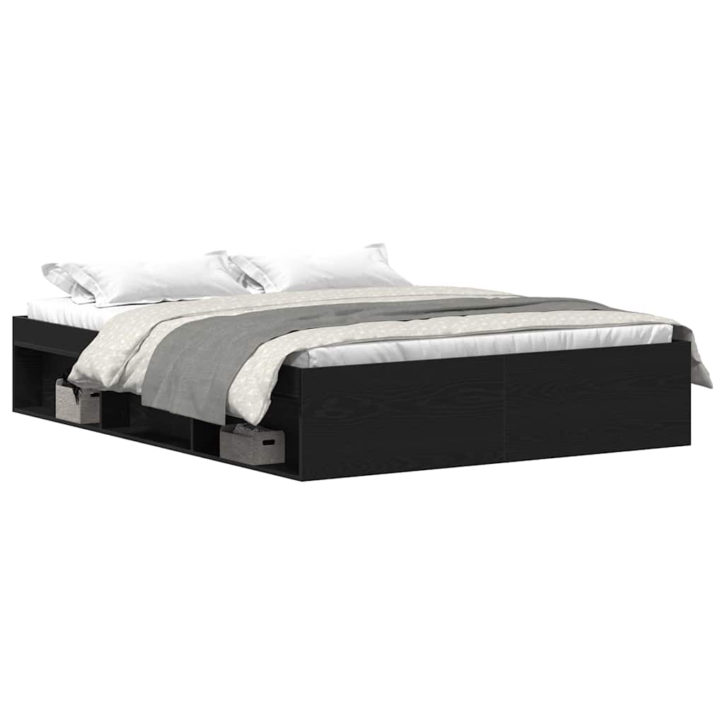 Bed Frame without Mattress 150x200 cm King Size Black oak