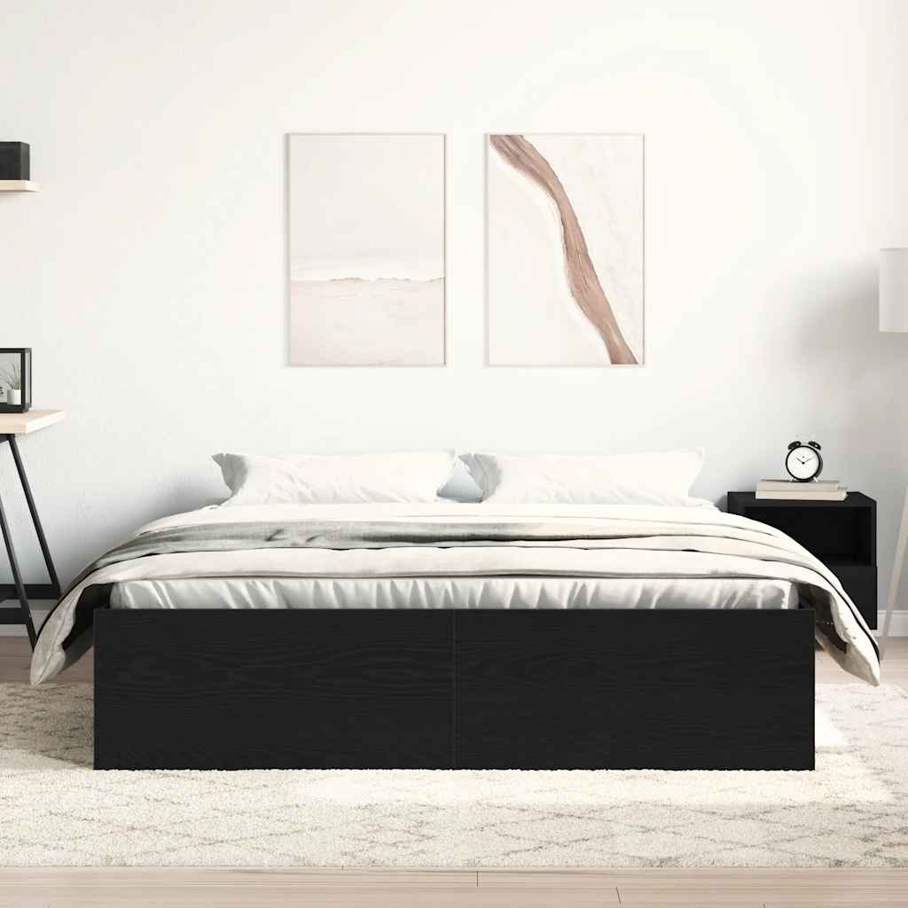 Bed Frame without Mattress 150x200 cm King Size Black oak