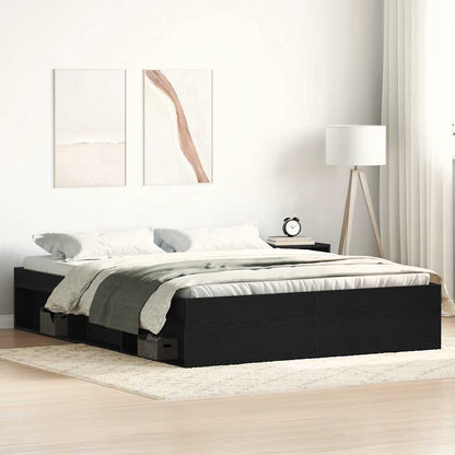 Bed Frame without Mattress 150x200 cm King Size Black oak