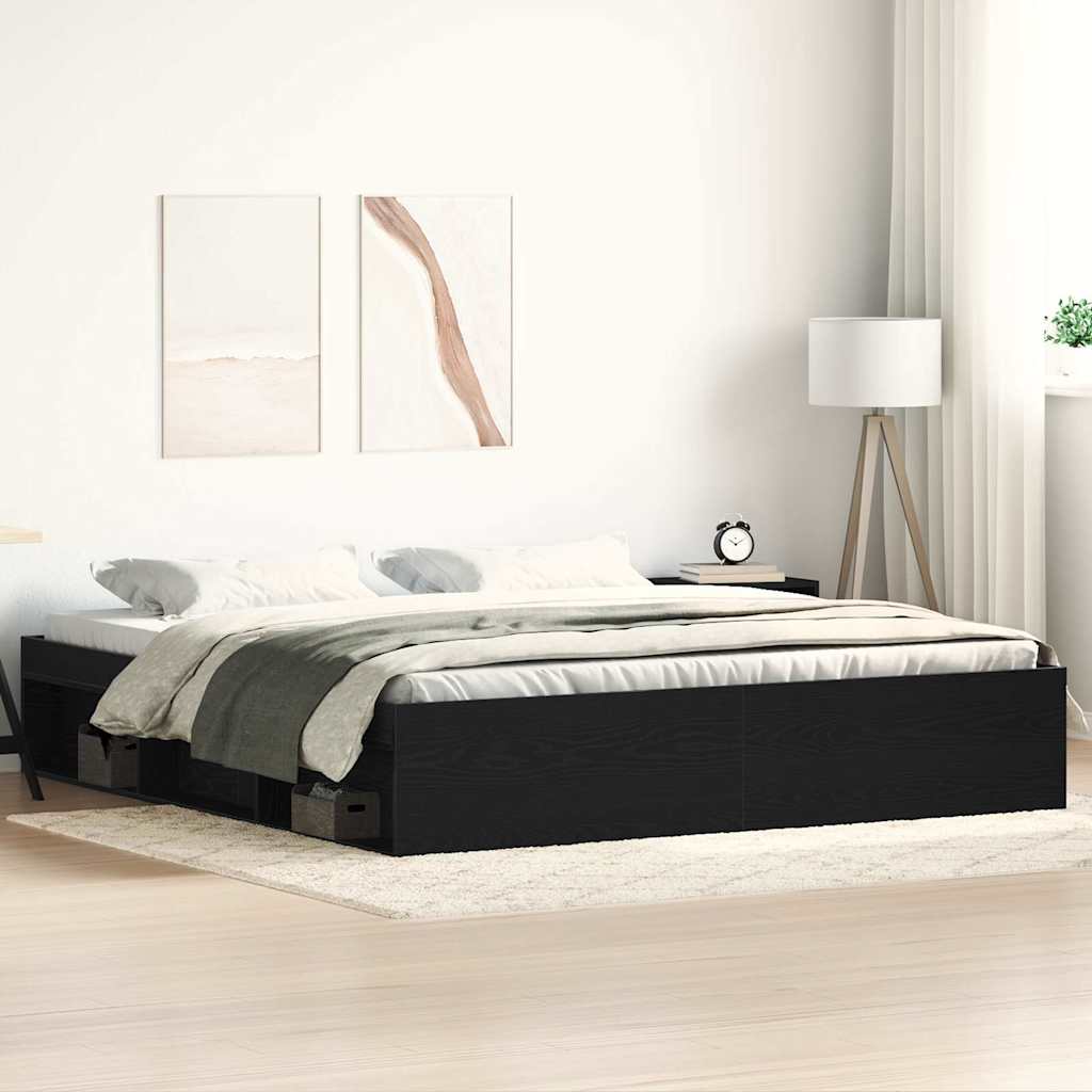 Bed Frame without Mattress 200x200 cm Black oak