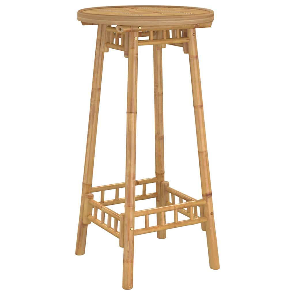 3 Piece Outdoor Bar Set Foldable Bamboo Table Round