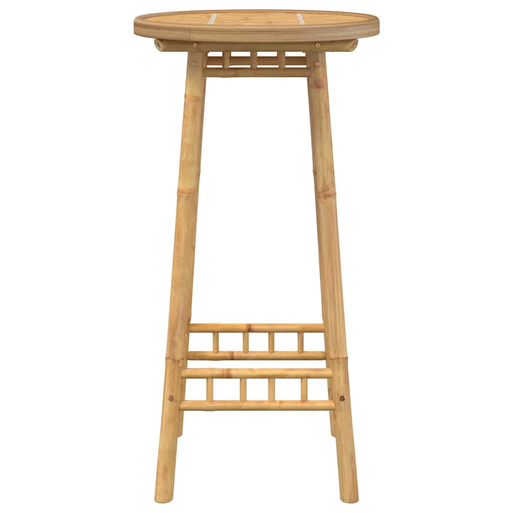 3 Piece Outdoor Bar Set Foldable Bamboo Table Round