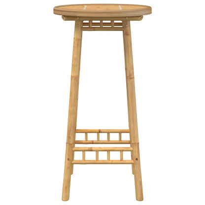 3 Piece Outdoor Bar Set Foldable Bamboo Table Round